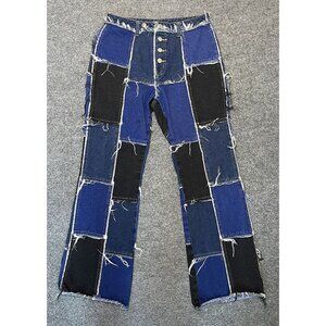 Shein High Waisted Patch Spliced Ankle Straight Leg Jeans Size L